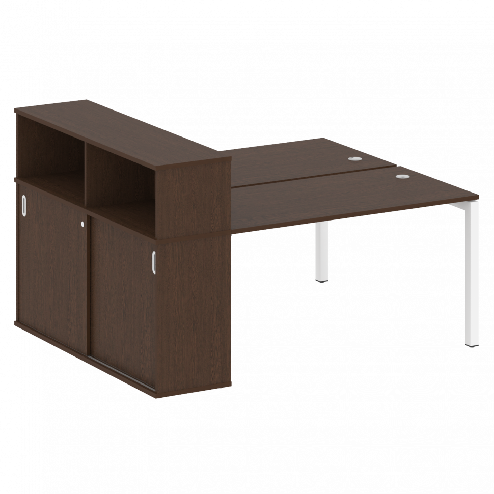 Metal System Quattro Рабочая станция с шкафом-купе на П-образном м/к 50БП.РС-СШК-2.3 Т Венге Цаво/Ме