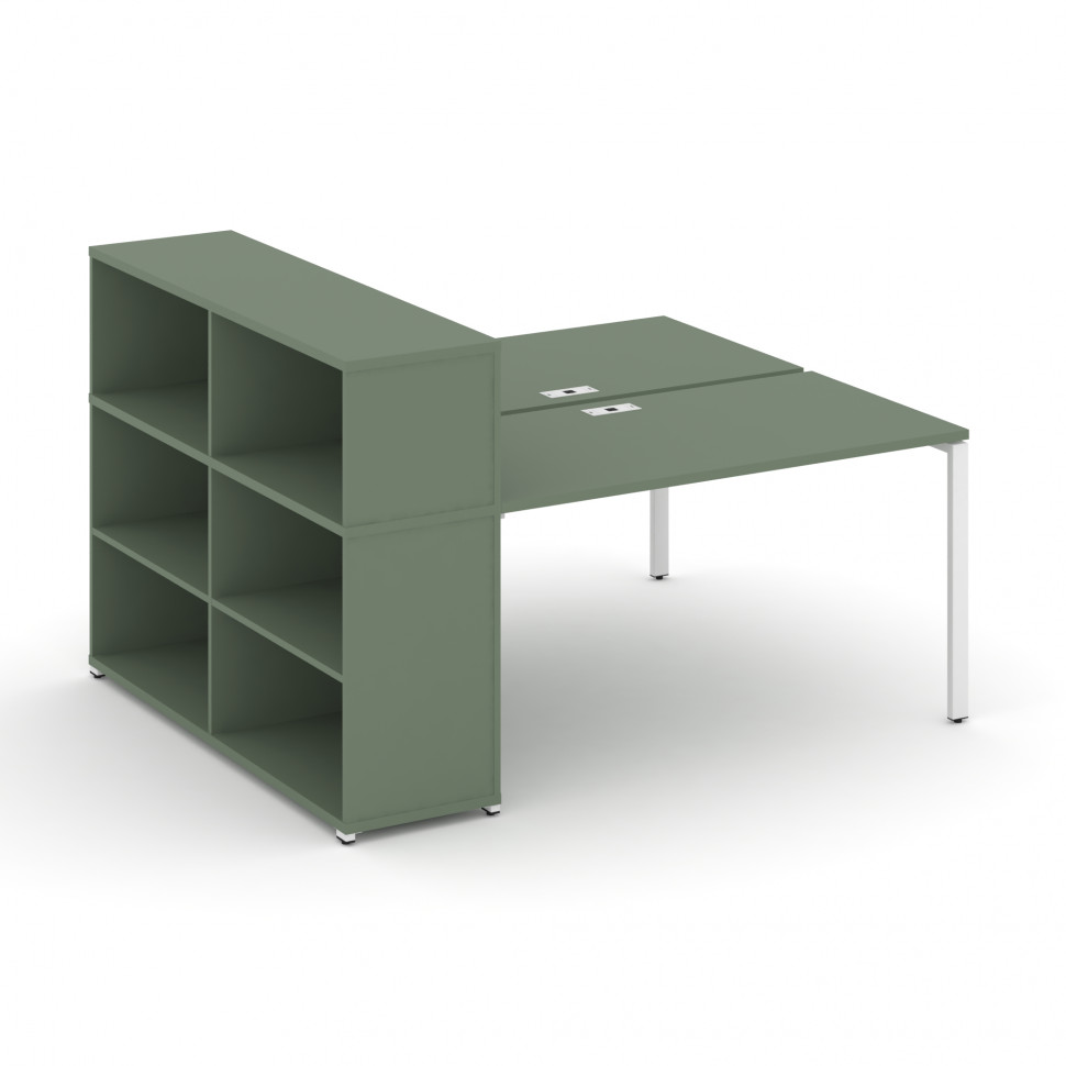 Concept Рабочая станция с опорным стеллажом с надставкой низ. CN.DRS-211 Кобо/Металл Белый 1800*1480