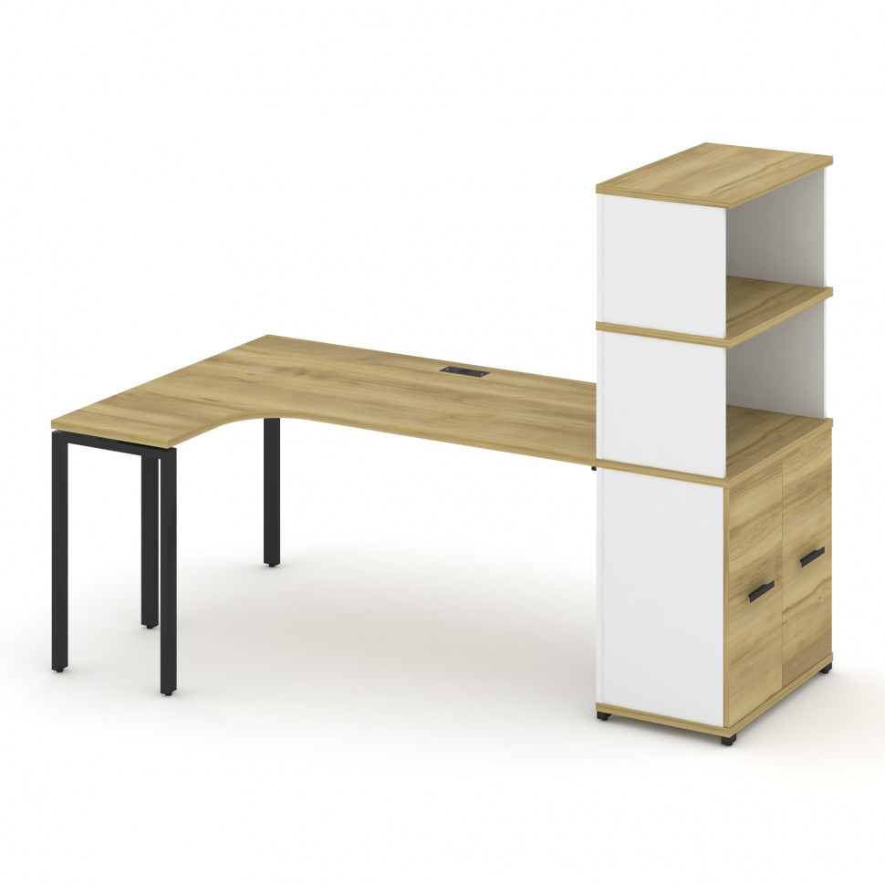 Concept Стол эргономичный с опорным распаш. шкафом с надставкой выс. CN.SA-216(L) B Дуб Винченцо/Бе Concept Стол эргономичный с опорным распаш. шкафом с надставкой выс. CN.SA-216(L) B Дуб Винченцо/Бе