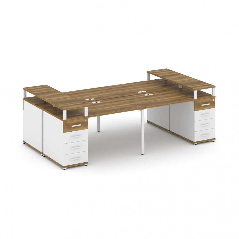 Concept Рабочая станция 4 места с 2 опорными тумбами CN.DRS-441 W Сандал Янтарный/Белый Бриллиант/Ме Concept Рабочая станция 4 места с 2 опорными тумбами CN.DRS-441 W Сандал Янтарный/Белый Бриллиант/Ме