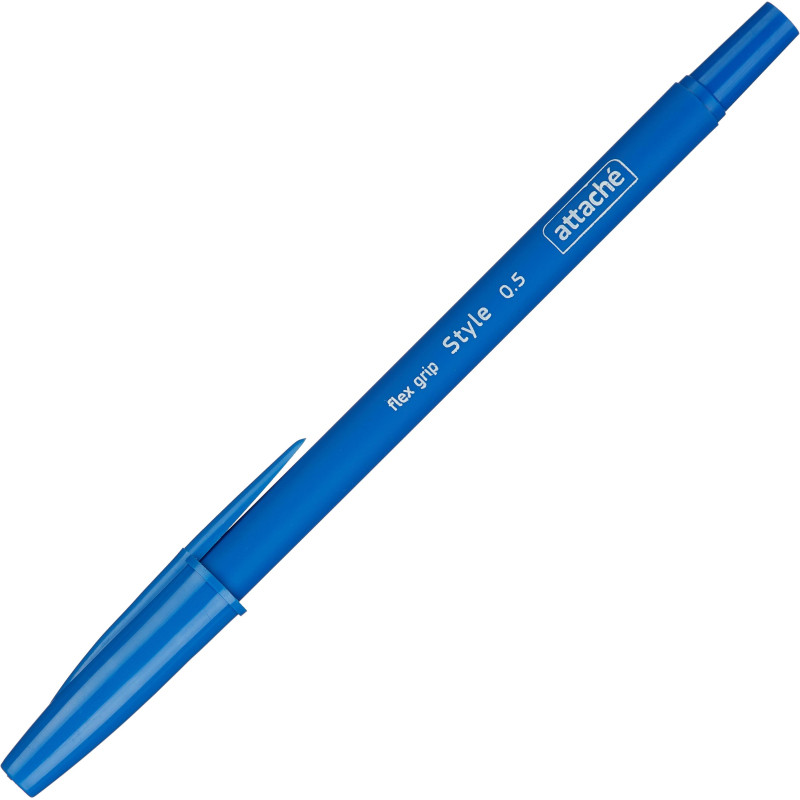 Ручка шариковая неавтомат. Attache Style 0,5мм прорезин.корп.синий ст