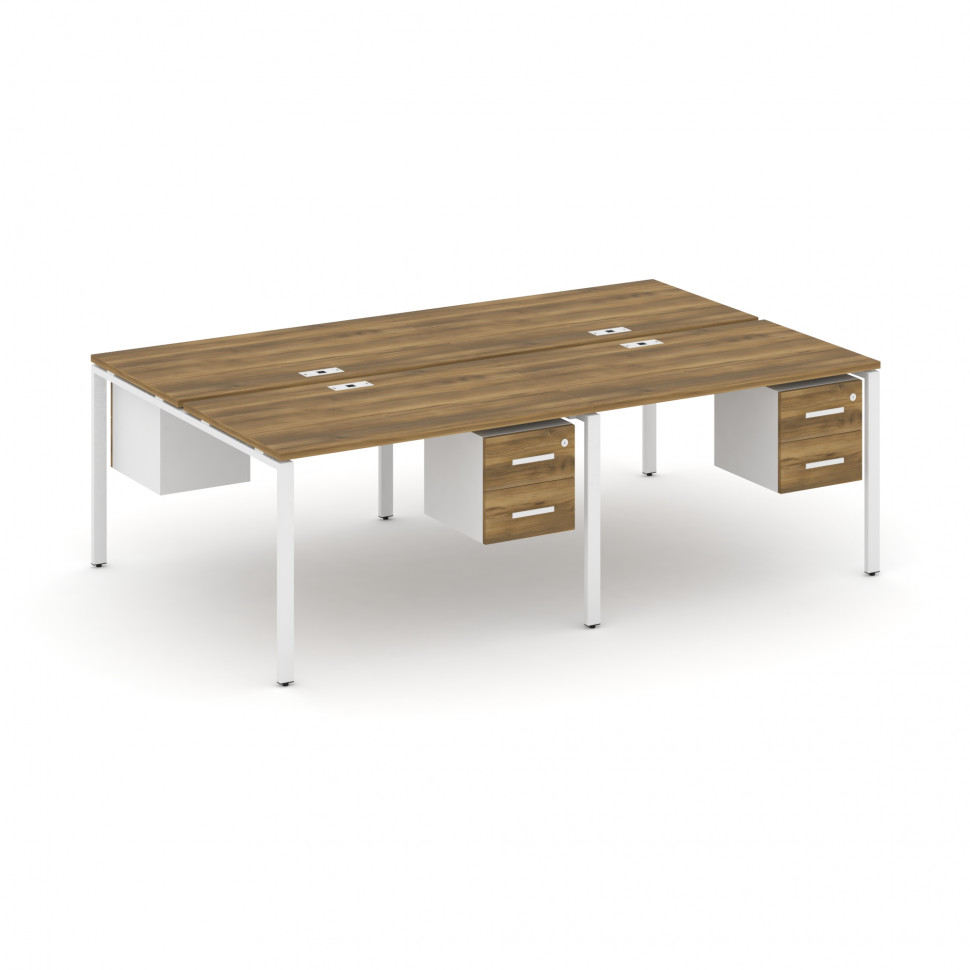 Concept Рабочая станция двухсторонняя с подвесными тумбами на 4 места CN.DRS-134 W Сандал Янтарный/Б