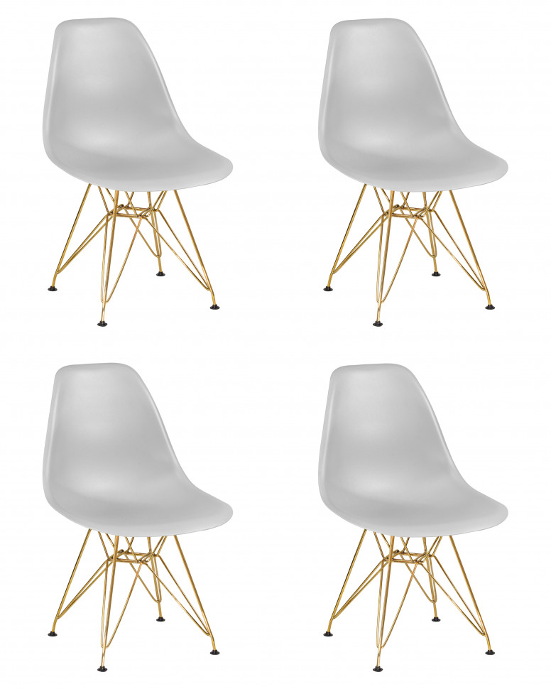 Набор 4 шт Стул обеденный DOBRIN DSR, ножки золотые, цвет светло-серый (GR-01)