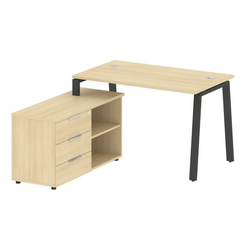 Metal System Рабочая станция с тумбой на А-образном м/к БА.РС-СТС-2.2 (L) Акация Лорка/Металл Антрац