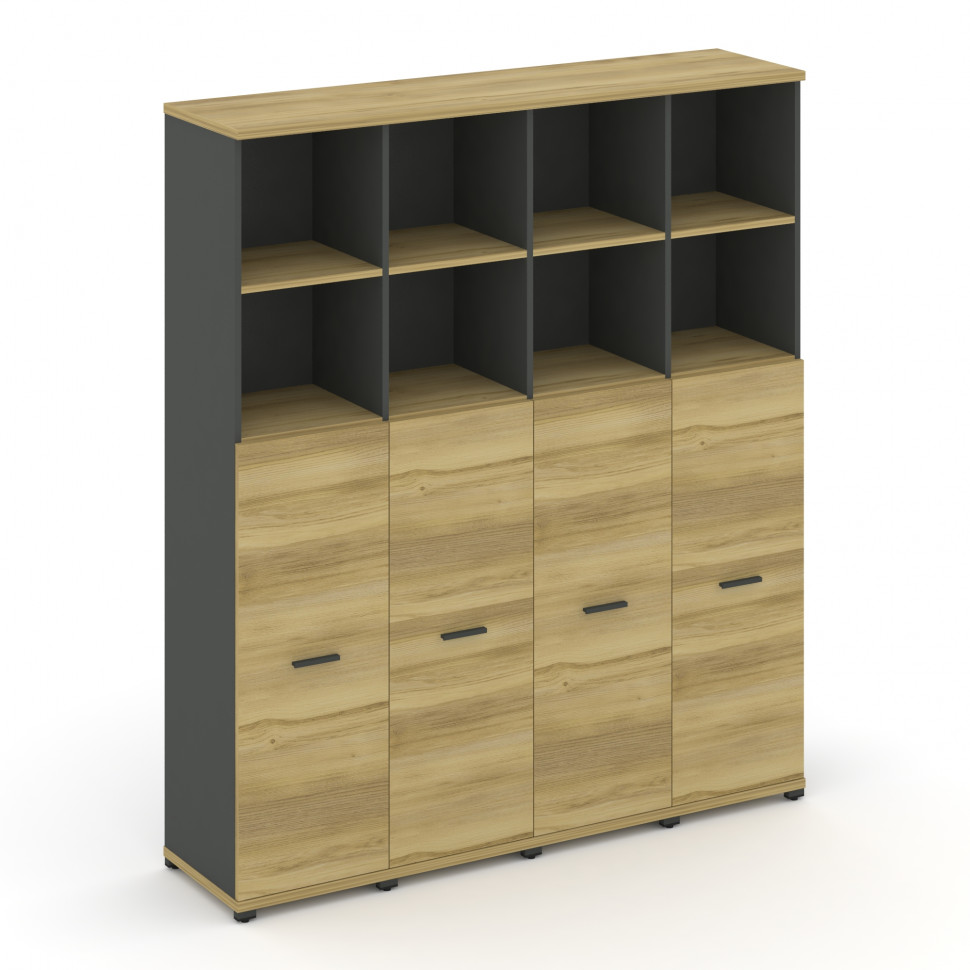 Concept Шкаф 4 узкие секции, 5 ниш CN.STU-544 A Дуб Винченцо/Антрацит/Металл Антрацит 1668*420*1922