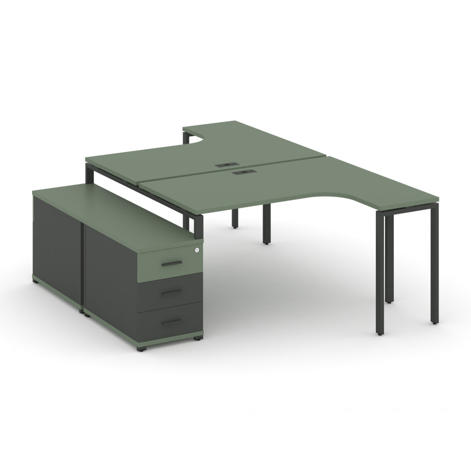 Concept Рабочая станция с двойной опорной тумбой CN.DSA-302 A Кобо/Антрацит/Металл Антрацит 1580/194