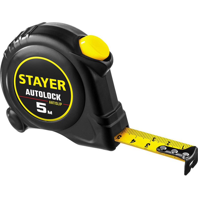 Рулетка с автостопом STAYER  AutoLock 5м х 19мм (2-34126-05-19)