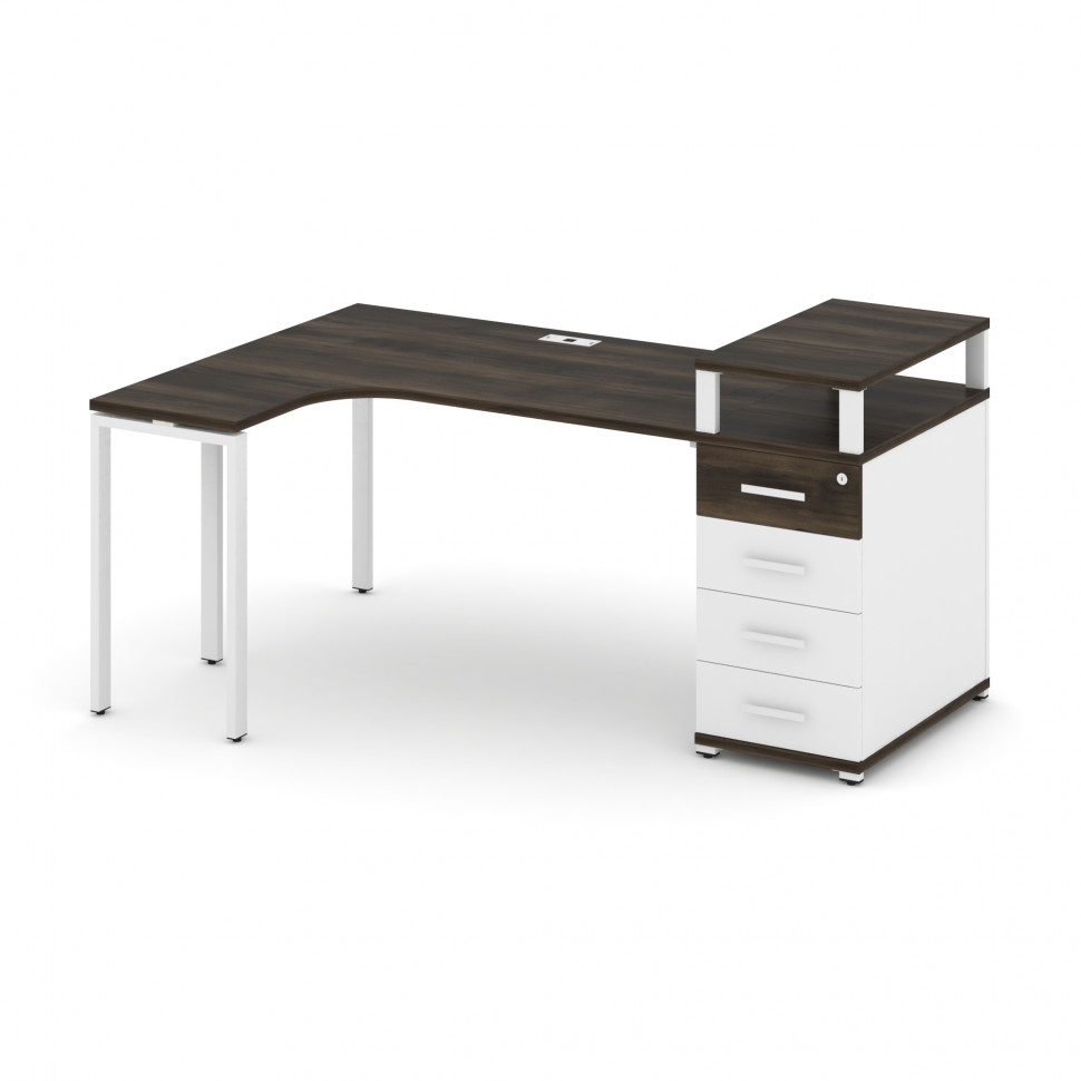 Concept Стол эргономичный CN.SA-405(L) W Дуб Мали/Белый Бриллиант/Металл Белый 1800*1180*917