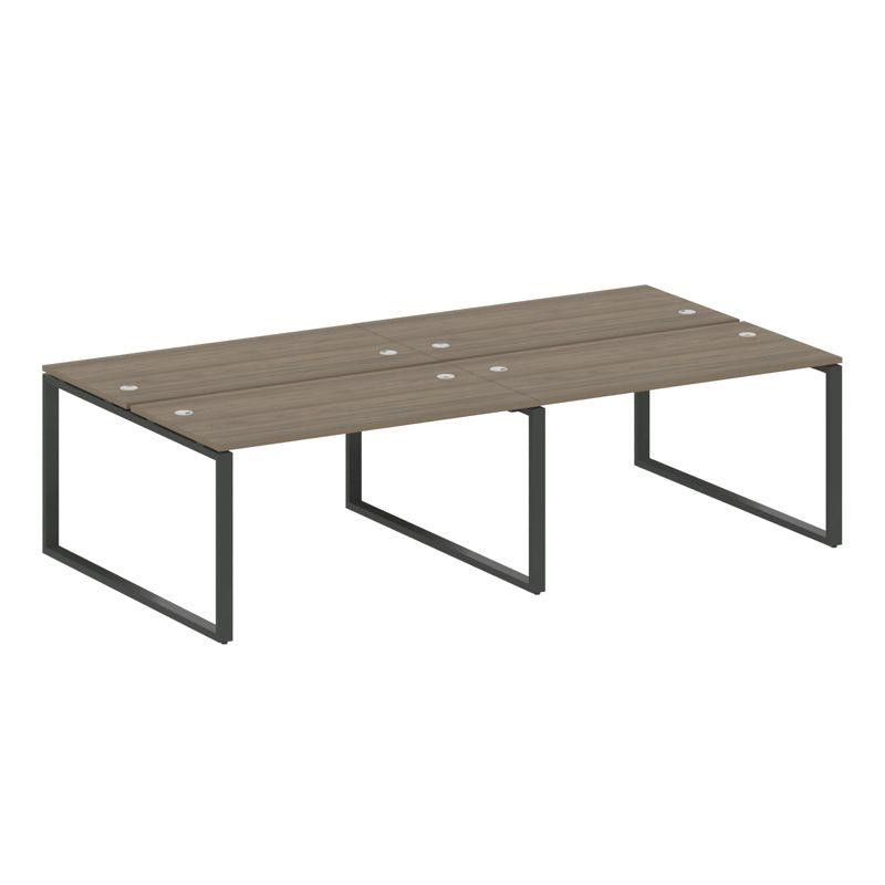 Metal System Рабочая станция на 4 места на О-образном м/к БО.СМ-4.3 Вяз Благородный/Металл Антрацит