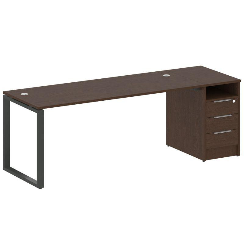 Metal System Рабочая станция с тумбой на О-образном м/к БО.РС-СТП-1.5 Венге Цаво/Металл Антрацит 221