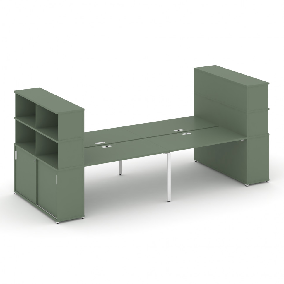 Concept Рабочая станция с опорными шкафами-купе с надставкой выс. CN.DRS-285 W Кобо/Металл Белый 280 Concept Рабочая станция с опорными шкафами-купе с надставкой выс. CN.DRS-285 W Кобо/Металл Белый 280