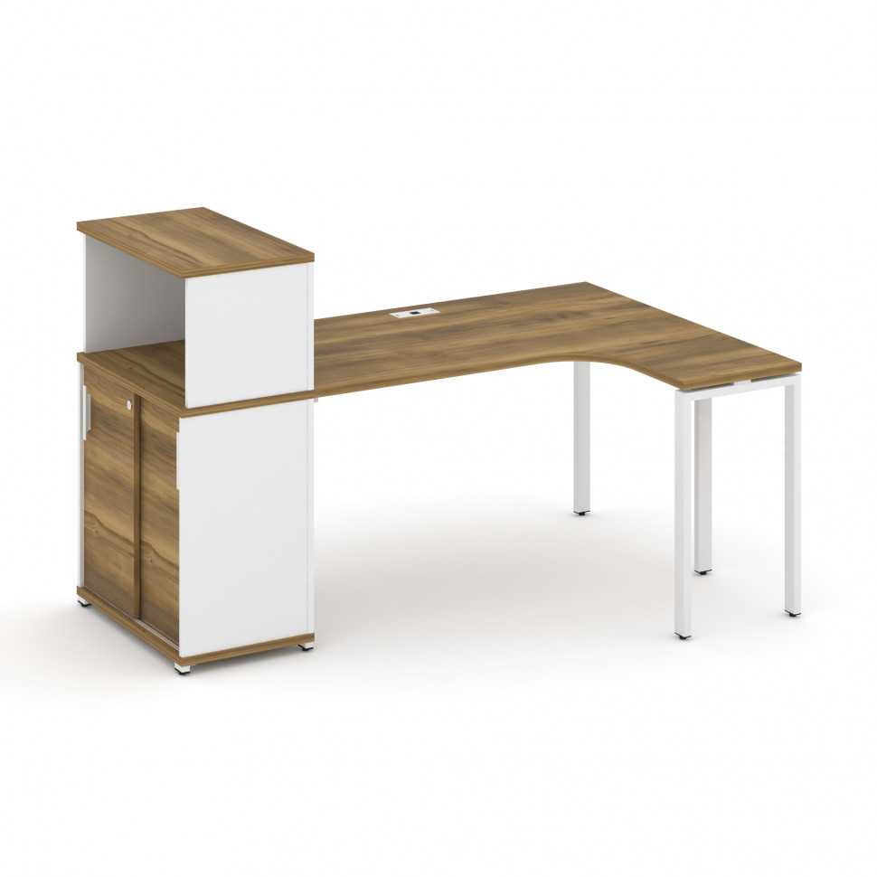 Concept Стол эргономичный с опорным шкафом-купе с надставкой низ.  CN.SA-219(R) W Сандал Янтарный/Бе