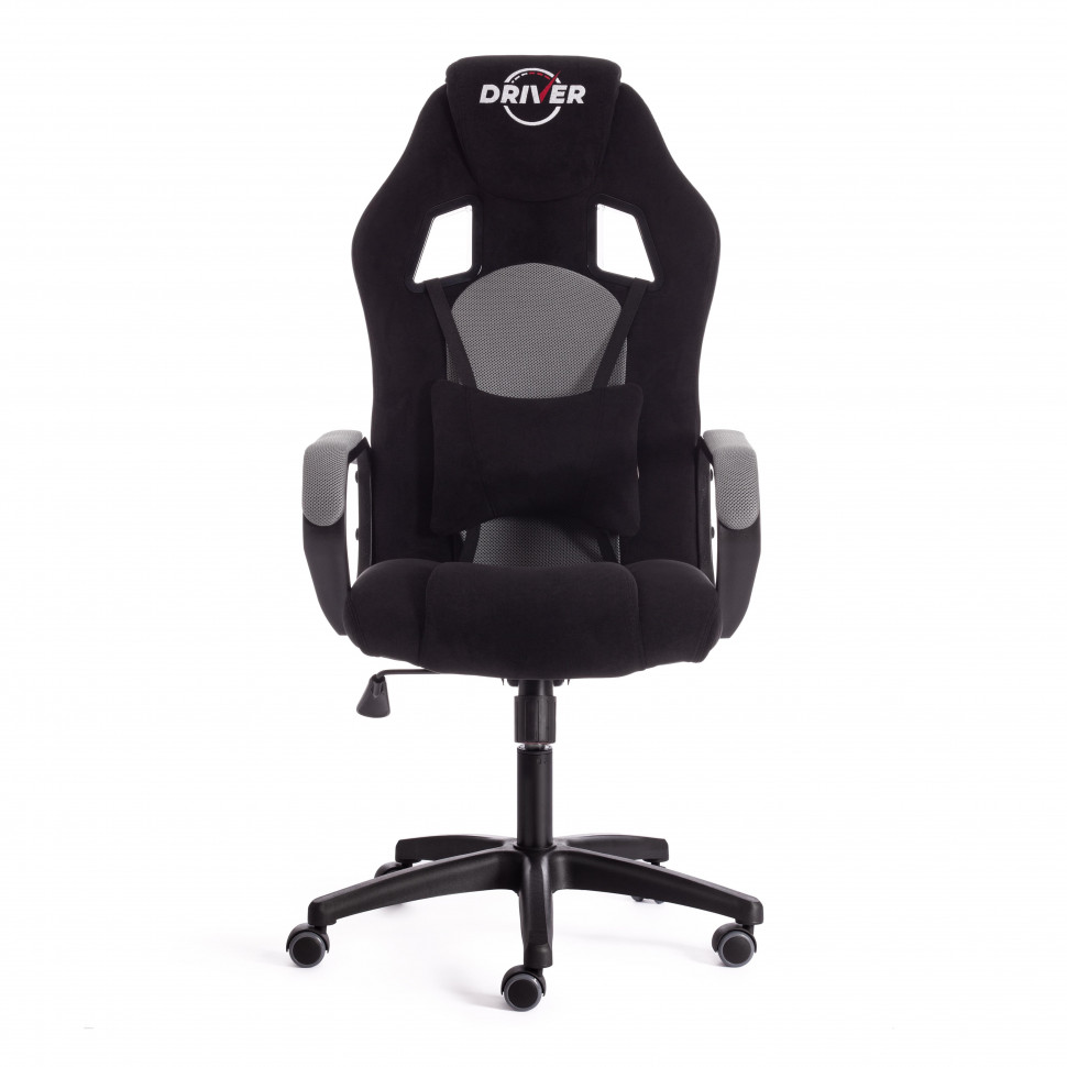 Кресло DRIVER (22) флок/ткань, черный/серый, 35/TW-12
