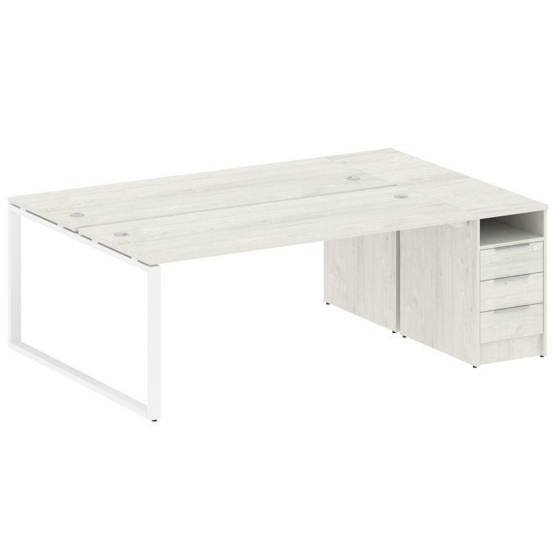 Metal System Рабочая станция с тумбой на О-образном м/к БО.РС-СТП-2.5 Дуб Наварра/Металл Белый 2212*