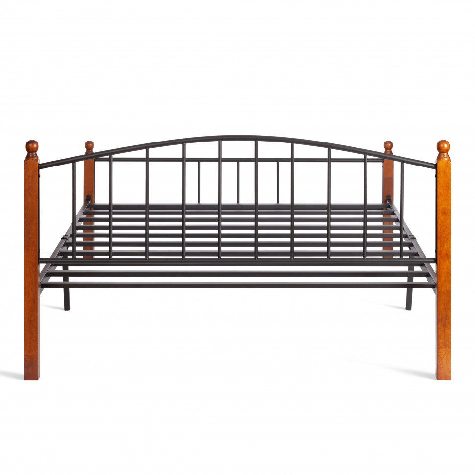 Кровать AT-915 дерево гевея/металл, 160*200 см (Queen bed), красный дуб/черный