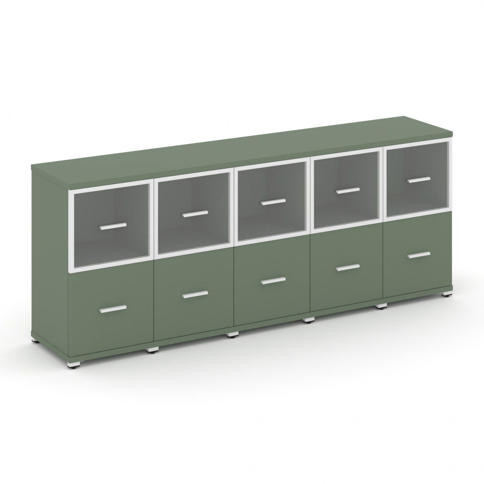 Concept Шкаф 5 узких секций, 2 ниши CN.STU-252 RPW W Кобо/Металл Белый/Прозрачный 2084*420*818