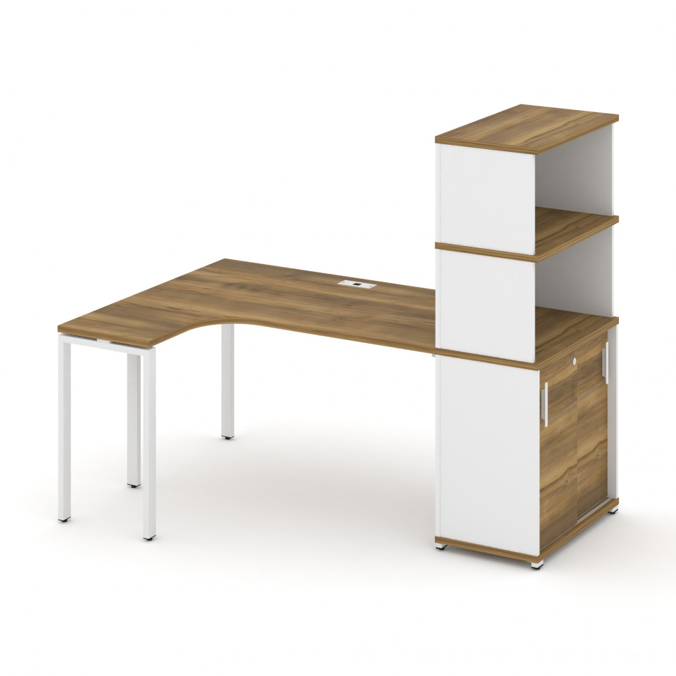 Concept Стол эргономичный с опорным шкафом-купе с надставкой выс. CN.SA-221(L) W Сандал Янтарный/Бе Concept Стол эргономичный с опорным шкафом-купе с надставкой выс. CN.SA-221(L) W Сандал Янтарный/Бе