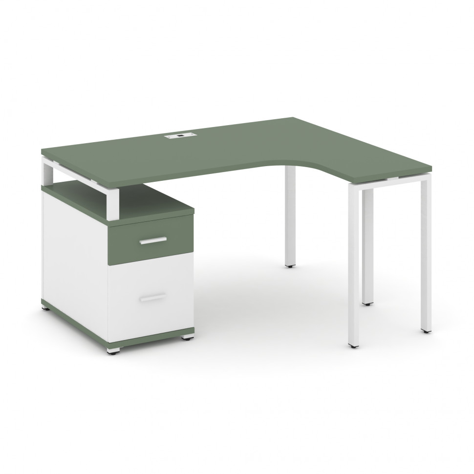 Concept Стол эргономичный с опорной тумбой CN.SA-302(R) W Кобо/Белый Бриллиант/Металл Белый 1380/174 Concept Стол эргономичный с опорной тумбой CN.SA-302(R) W Кобо/Белый Бриллиант/Металл Белый 1380/174