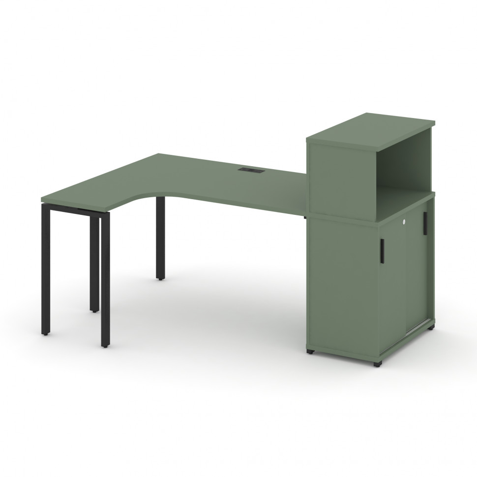 Concept Стол эргономичный с опорным шкафом-купе с надставкой низ. CN.SA-220(L) B Кобо/Металл Черный Concept Стол эргономичный с опорным шкафом-купе с надставкой низ. CN.SA-220(L) B Кобо/Металл Черный