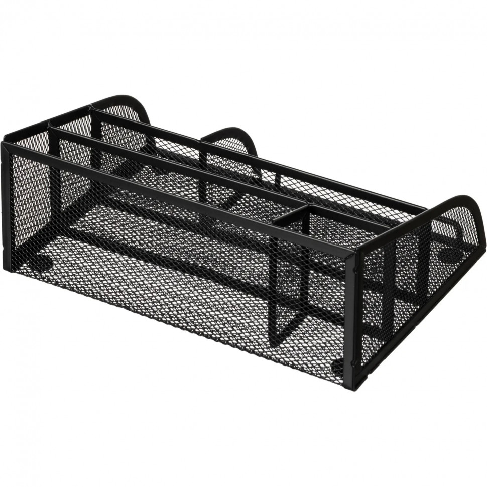 Подставка-органайзер д/канц.мелочей Комус 5отд мет сетка 255х180х105мм черн