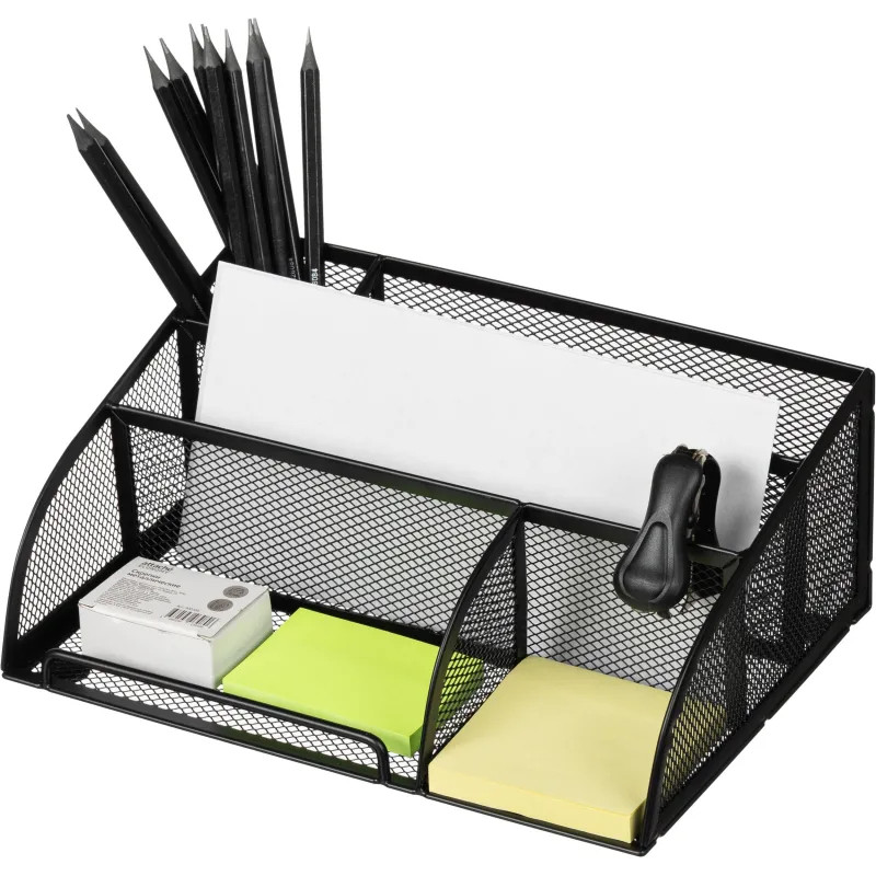 Подставка-органайзер д/канц.мелочей Комус 5отд мет сетка 255х180х105мм черн
