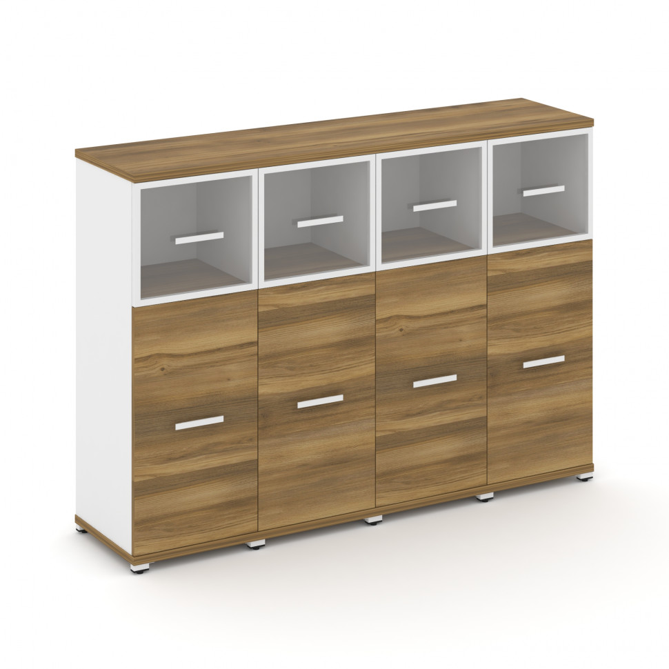 Concept Шкаф 4 узкие секции, 3 ниши CN.STU-344 RPW W Сандал Янтарный/Белый Бриллиант/Металл Белый/Пр