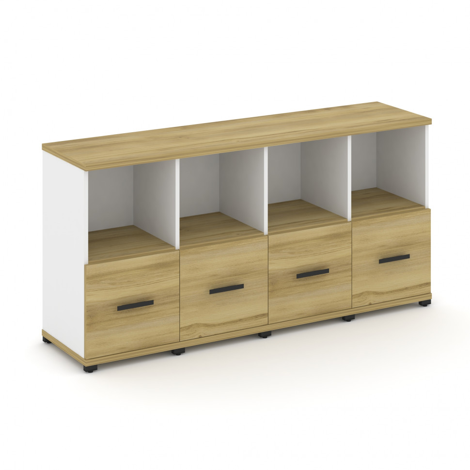 Concept Шкаф 4 узкие секции, 2 ниши CN.STU-241 B Дуб Винченцо/Белый Бриллиант/Металл Черный 1668*420