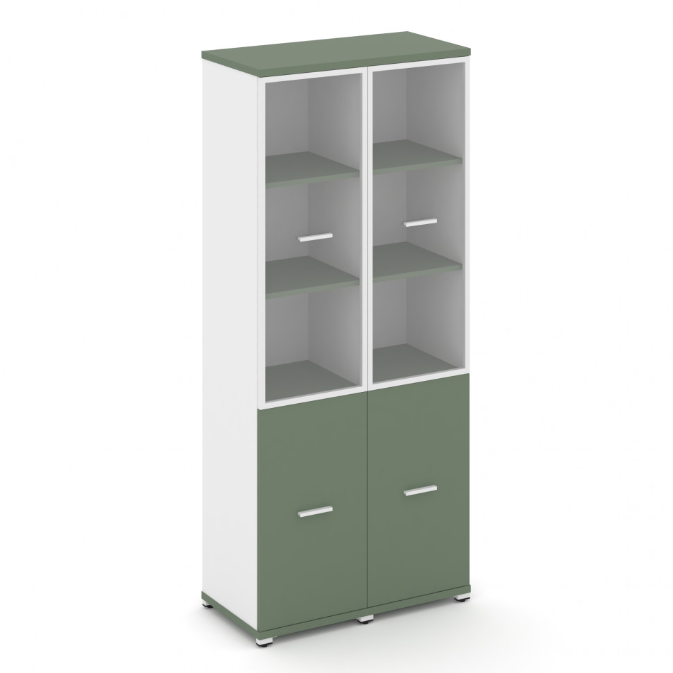 Concept Шкаф 2 узкие секции, 5 ниш CN.STU-522 RPW W Кобо/Белый Бриллиант/Металл Белый/Прозрачный 836