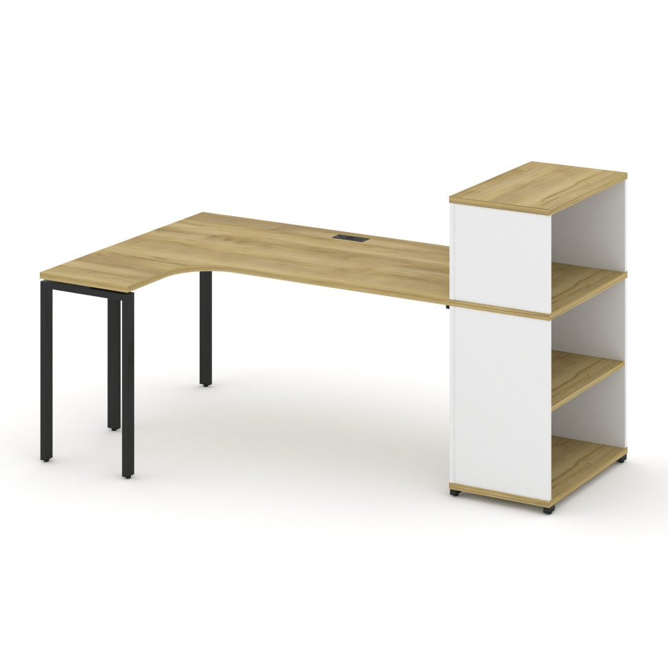 Concept Стол эргономичный с опорным стеллажом с надставкой низ. CN.SA-206(L) Дуб Винченцо/Белый Брил