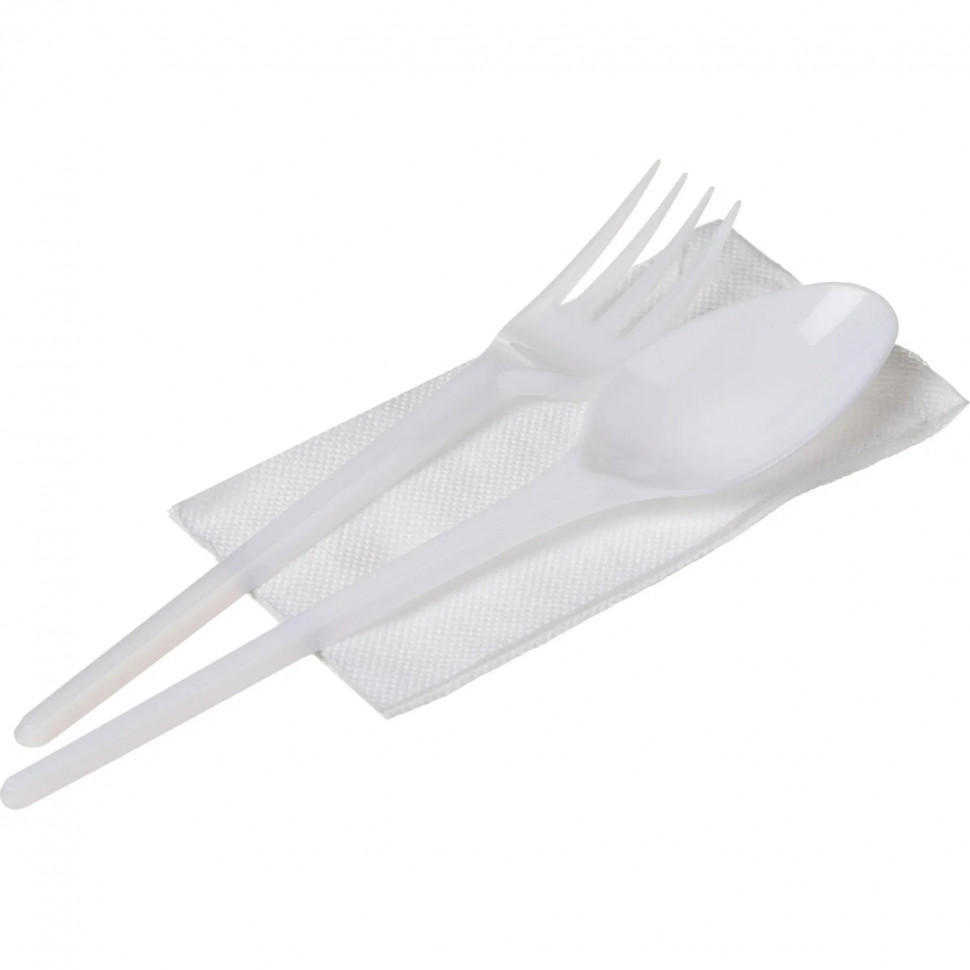 Набор столовых приборов 3в1 (в.,ст.л,салф.бел) бел,165мм 250шт/кор