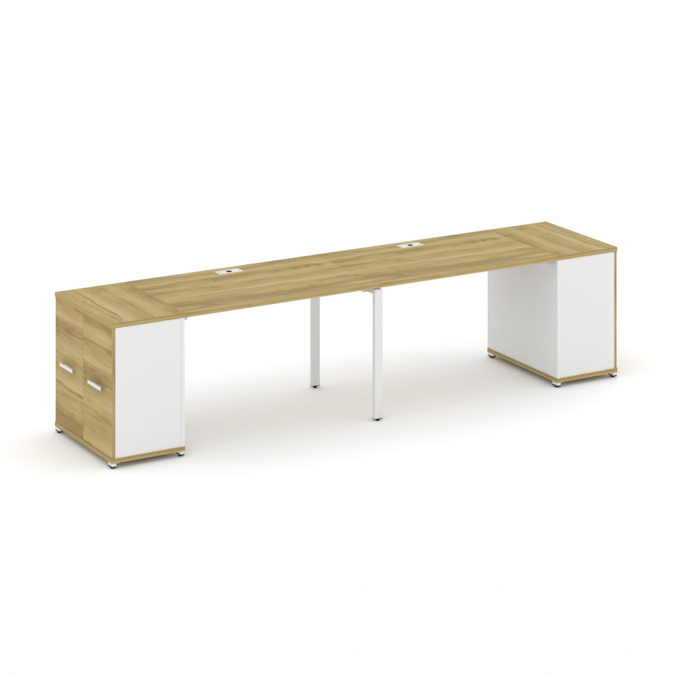 Concept Рабочая станция с опорными распаш. шкафами CN.ORS-218 W Дуб Винченцо/Белый Бриллиант/Металл