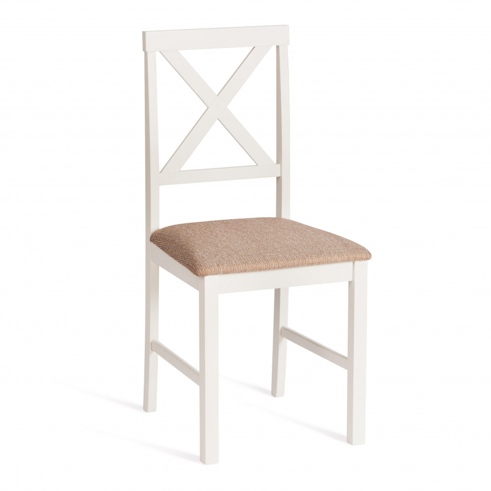Обеденный комплект Хадсон (стол + 4 стула)/ Hudson Dining Set дерево гевея/мдф, стол: 110х70х75см / стул: 44х42х89см, ivory white (слоновая кость), ткань кор.-зол