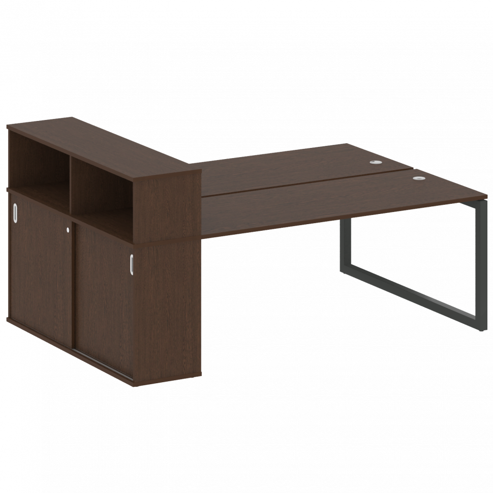 Metal System Quattro Рабочая станция с шкафом-купе на О-образном м/к 50БО.РС-СШК-2.5 Т Венге Цаво/Ме