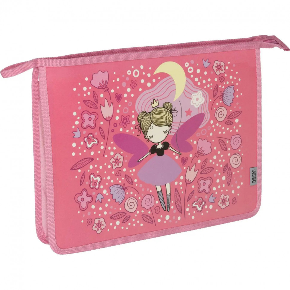 Папка для тетрадей Фея А4 на молнии,пластик,ПТ-813