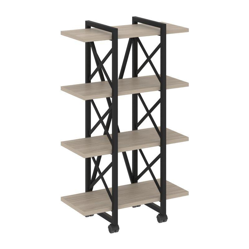 Loft Стеллаж на колесных опорах-4 полки VR.L-MST.K-4.4V Дуб Аттик/Металл Черный 800*400*1334