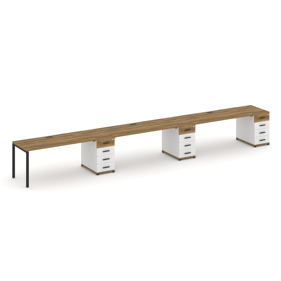 Concept Рабочая станция 3 места с 3 опорными тумбами CN.ORS-444 B Сандал Янтарный/Белый Бриллиант/Ме