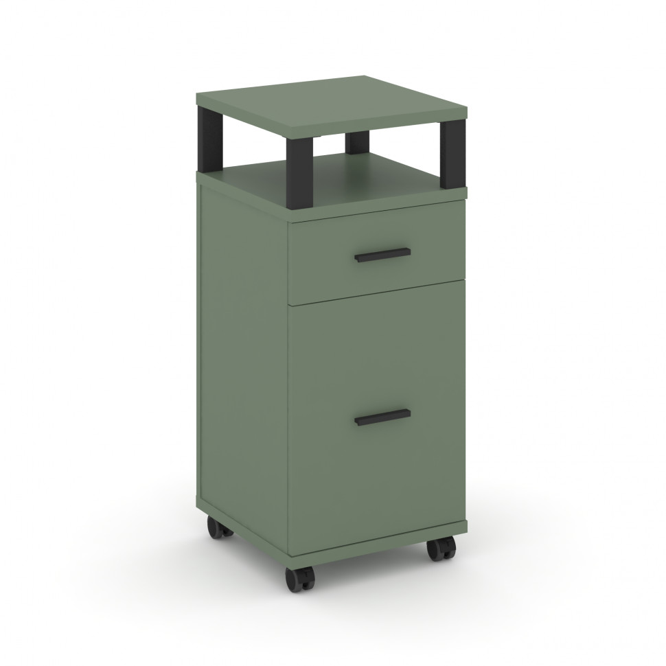 Concept Тумба мобильная 1 ящ.+1 распаш. фасад с надставкой CN.TUM-012 B Кобо/Металл Черный 420*420*9