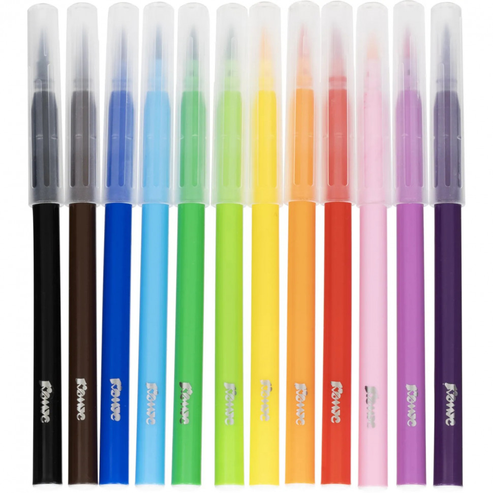 Фломастеры Комус Класс Максики кисточки, 12 цв. наб., карт. Упак