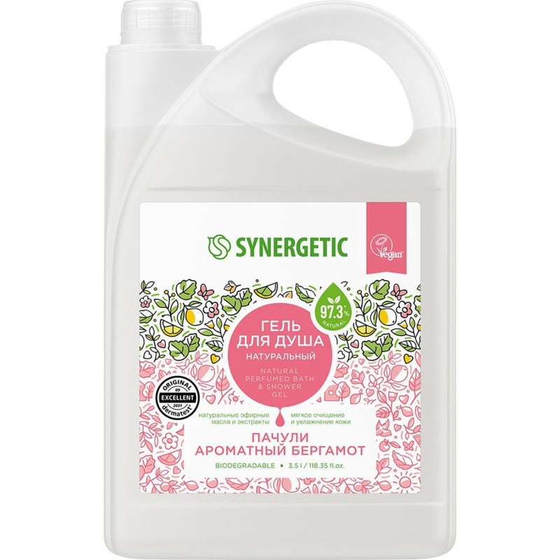 Гель для душа SYNERGETIC Пачули и ароматный бергамот 3,5 л