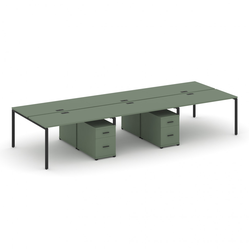 Concept Рабочая станция 6 мест с 2 двухсторонними опорными тумбами CN.DRS-348 B Кобо/Металл Черный 4 Concept Рабочая станция 6 мест с 2 двухсторонними опорными тумбами CN.DRS-348 B Кобо/Металл Черный 4