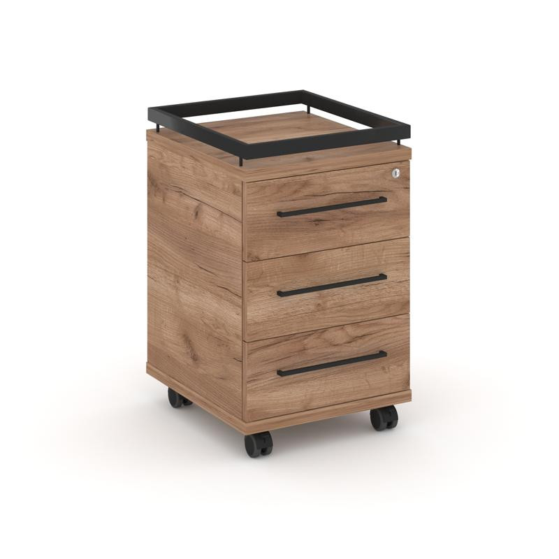 Rift Тумба мобильная усиленная + рамка RF.TM-003 Дуб Табак/Металл Черный/Черный Ручки 416*460*665