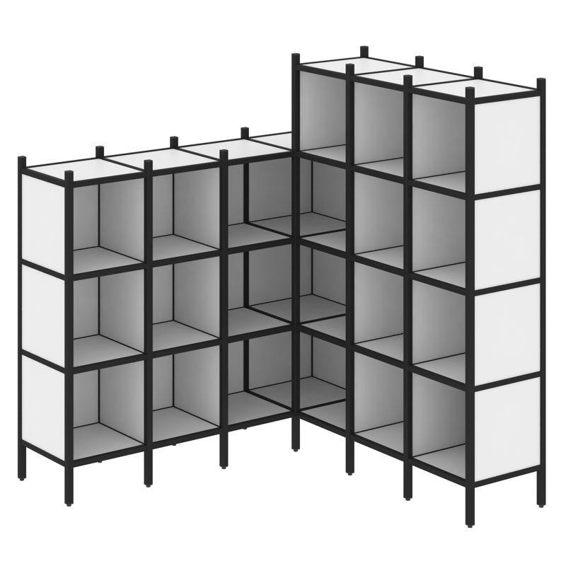 Loft Угловой внутренний стеллаж VR.L-50 Белый Бриллиант/Металл Черный 1694*1694*1869 Loft Угловой внутренний стеллаж VR.L-50 Белый Бриллиант/Металл Черный 1694*1694*1869
