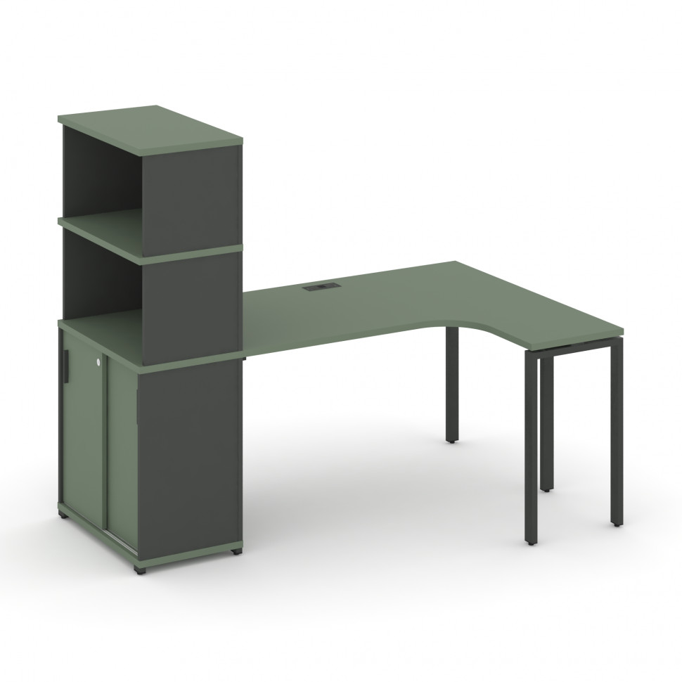 Concept Стол эргономичный с опорным шкафом-купе с надставкой выс.  CN.SA-222(R) A Кобо/Антрацит/Мета