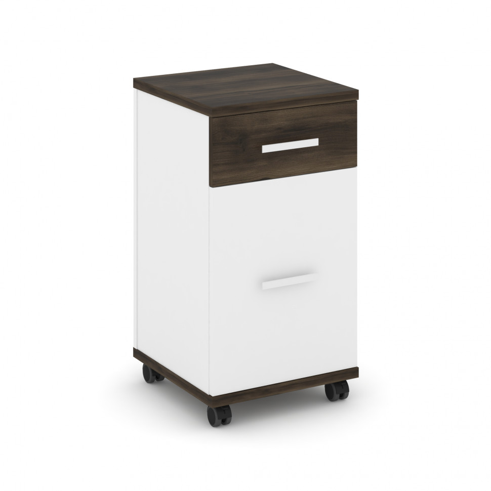 Concept Тумба мобильная 1 ящ.+1 распаш. фасад CN.TUM-011 W Дуб Мали/Белый Бриллиант/Металл Белый 420