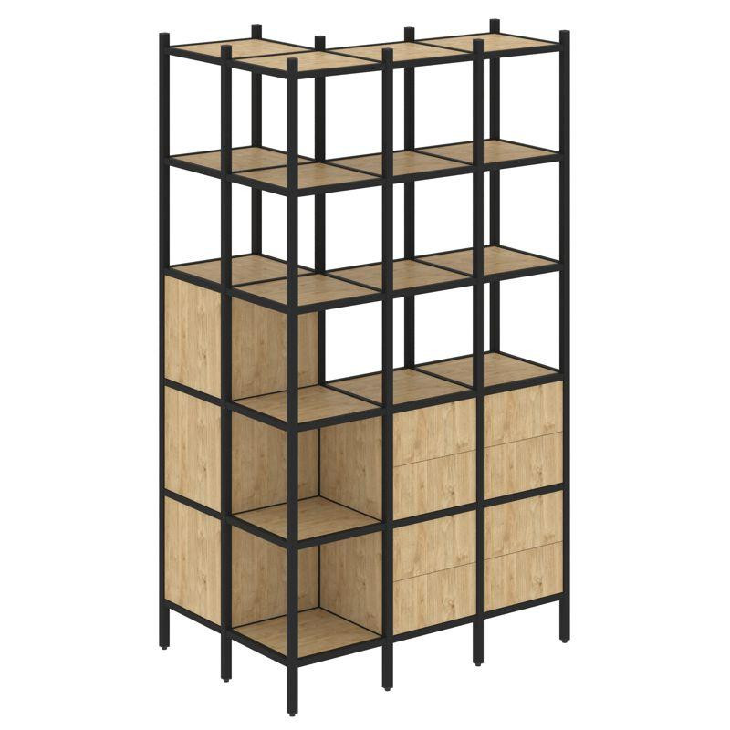 Loft Угловой внешний стеллаж наборный VR.L-54 Тиквуд Светлый/Металл Черный 862*1278*2280 Loft Угловой внешний стеллаж наборный VR.L-54 Тиквуд Светлый/Металл Черный 862*1278*2280