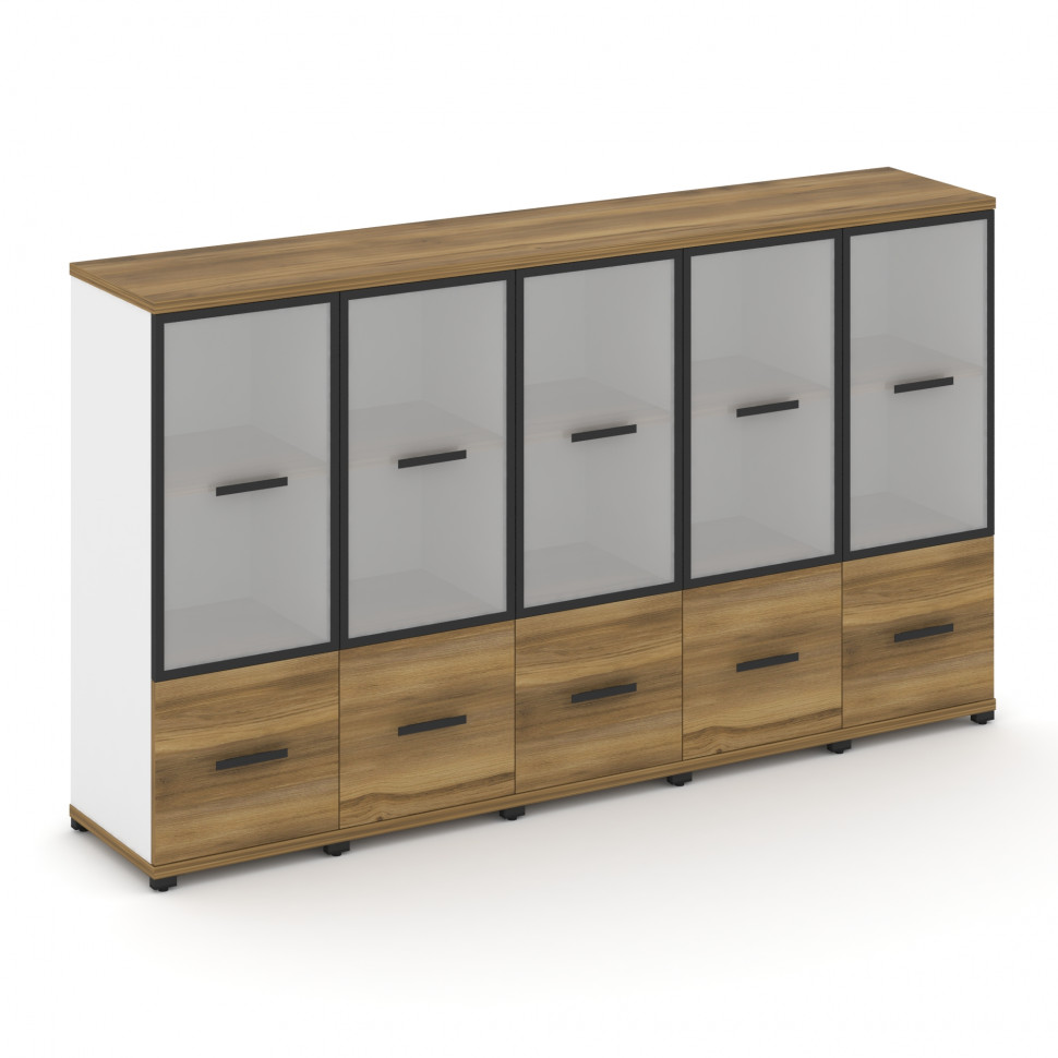 Concept Шкаф 5 узких секций, 3 ниши CN.STU-352 RMB B Сандал Янтарный/Белый Бриллиант/Металл Черный/С