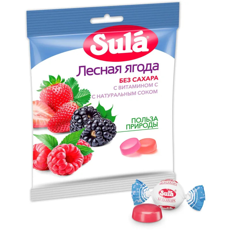 Леденцы Sula Лесная ягода без сахара, 60г