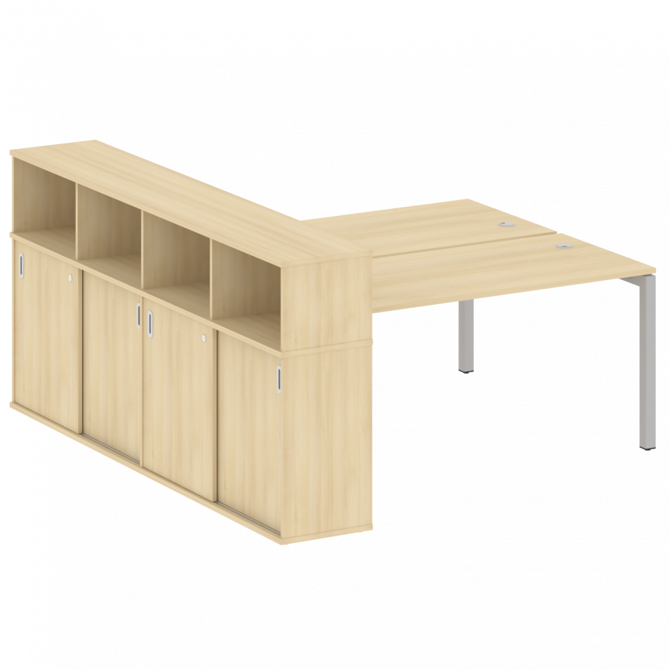 Metal System Quattro Рабочая станция с шкафом-купе на П-образном м/к 50БП.РС-СШК-4.4 Т Акация Лорка/