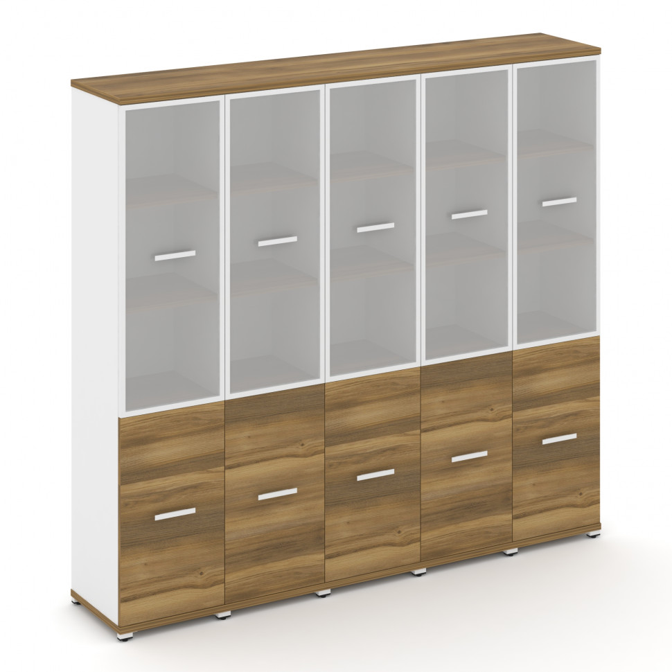 Concept Шкаф 5 узких секций, 5 ниш CN.STU-552 RMW W Сандал Янтарный/Белый Бриллиант/Металл Белый/Сат