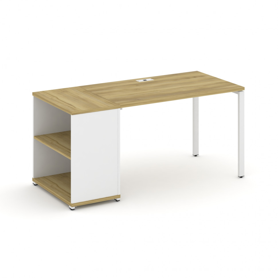 Concept Стол рабочий с опорным стеллажом CN.SP-202 Дуб Винченцо/Белый Бриллиант/Металл Белый 1600*72